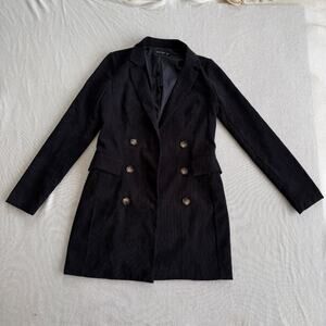 Nasty Gal Corduroy Double Breasted Blazer Jacket Black Womens US 4